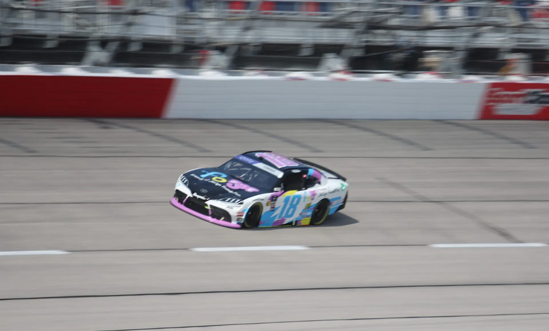 Sheldon Creed's No. 18 Friend's of Jaclyn Toyota making laps around Darlington Raceway.
