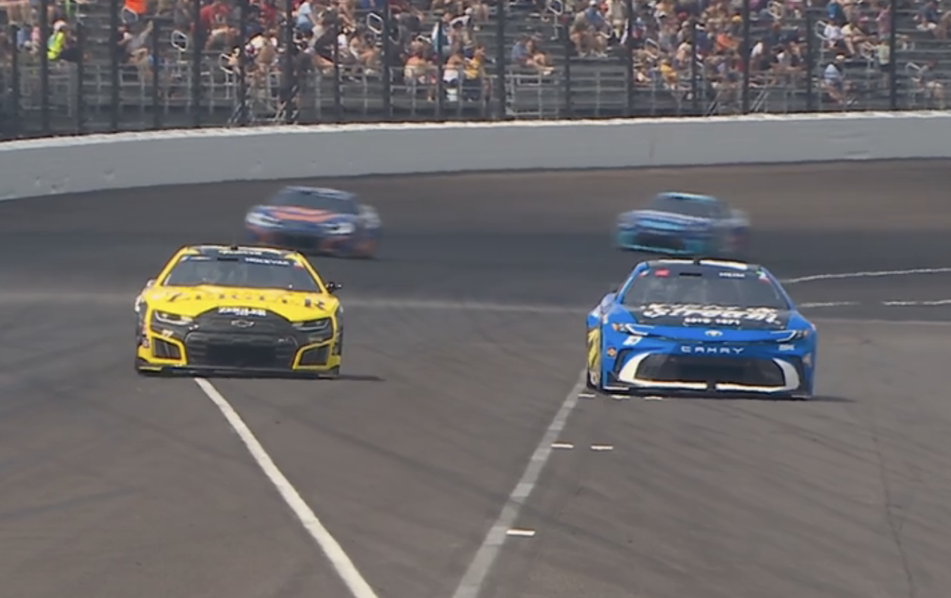 Carson Hocevar tells Corey Heim he's #1 at Indianapolis Motor Speedway. (NASCAR)